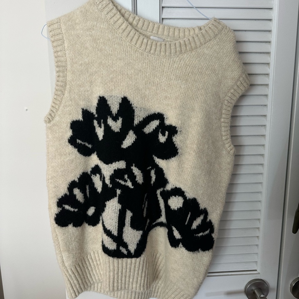 Maeve Floral Patterned Cream Sweater Vest
